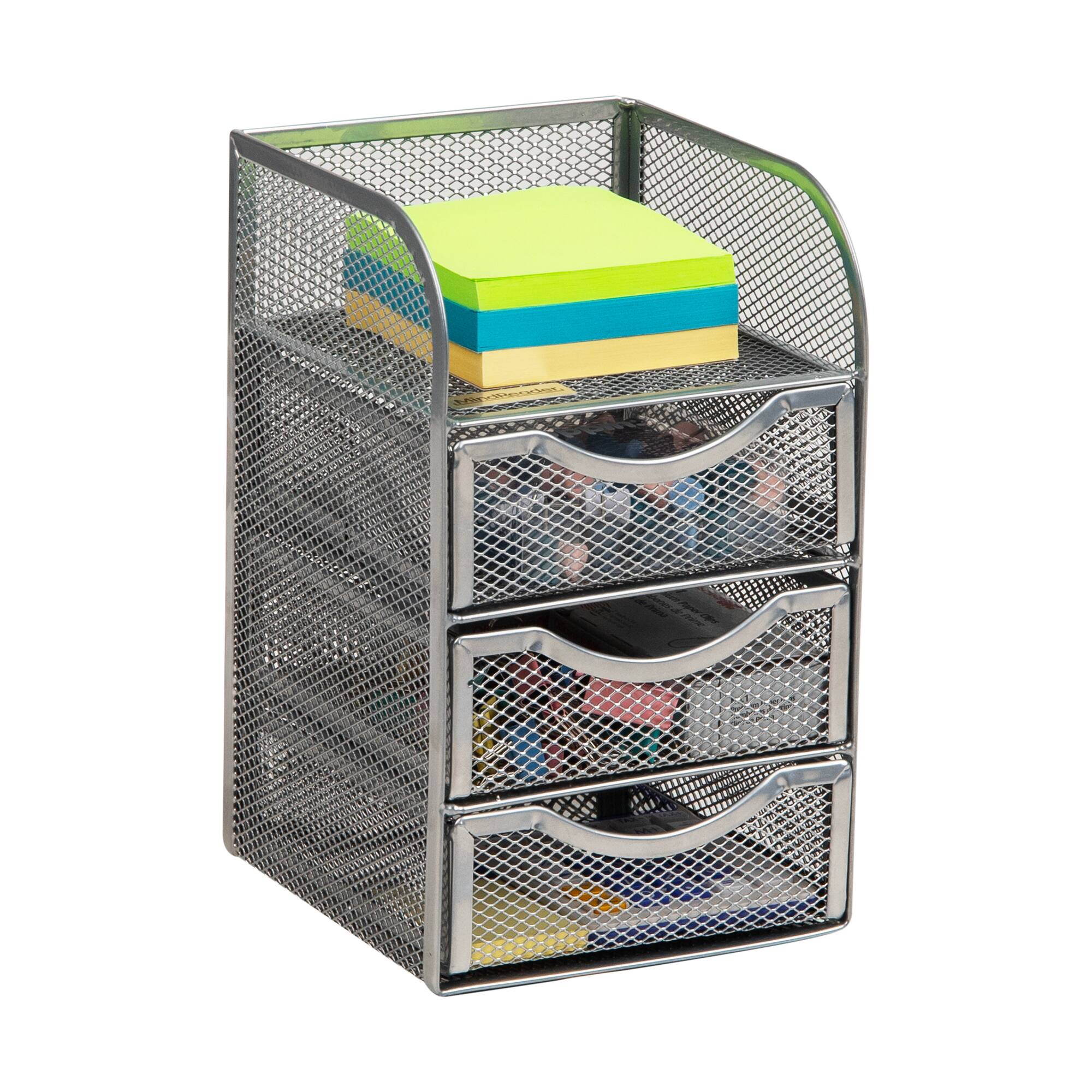Mind Reader Desktop Accessory Storage, Paper Binder Clip Basket, Workspace, Office, Metal Mesh, 4.75"L x 5"W x 8"H, Silver